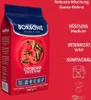 A bag of Caffé Borbone coffee beans with marketing text and icons on a red background. Produktbild-Vorschau