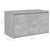A concrete gray shoe cabinet with dimensions indicated. Produktbild-Vorschau