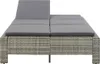 vidaXL 2-Personen-Sonnenliege mit Auflage Grau Poly Rattan Produktbild-Vorschau 6