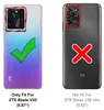 Two phone cases are shown side-by-side, one with a green checkmark indicating it is the correct fit, and the other with a red X indicating it is not. Produktbild-Vorschau