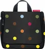 A black toiletry bag with colorful polka dots. Voir les images du produit