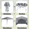 A four-panel diagram showing the assembly and disassembly of a gray pop-up gazebo. Náhľad obrázku produktu