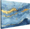MuchoWow® - Leinwandbilder - Aquarell - Blau - Kunst - Gold Produktbild-Vorschau 1