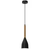 Černá závěsná lampa s dřevěným prvkem Muza NEW 1xE27 15W Náhled obrázku produktu 1