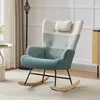 Sillón mecedora Merax con tapicería de bouclé y reposapiés, Vista previa de la imagen del producto 6