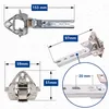 Close-up views and dimensions of a metal hinge mechanism. Produktbild-Vorschau