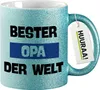 Huuraa Glitzertasse Bester Opa der Welt 330ml Blau Keramik Produktbild-Vorschau 1