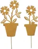ohne Marke Gartenstecker Blume im Topf" 2er-Set rost Produktbild-Vorschau 1
