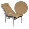 A beige chair cushion on a gray chair, with a close-up of the fabric texture. Produktbild-Vorschau