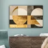 Leinwand Bilder 90x60 cm - Abstrakte Formen - Gold - Beige, Produktbild-Vorschau 4