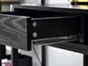 Close-up view of an open drawer on a black desk, showing the drawer slides. Voir les images du produit