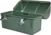 An open green metal lunch box with silver clasps, shown against a white background. Podgląd zdjęcia produktu