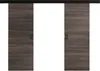 Two sliding doors with a dark wood grain finish are shown against a white background. Náhled obrázku produktu