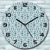 Wanduhr aus Glas Rund fi 30 Blau Ornament Weiß Quarz Deko Produktbild-Vorschau 1