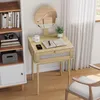 Make-uptafel van riet met spiegel, 60x50x128 cm, eikenhout Productafbeelding-voorbeeld 4