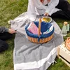 Creative Home Duży Kosz Wiklinowy Piknikowy z Granatowym Podgląd zdjęcia produktu 7