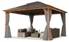 TOOLPORT Gazebo da giardino 4x4 m look legno, tetto Hardtop Anteprima dell’immagine prodotto 1