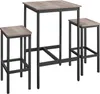 VASAGLE Bartisch-Set mit 2 Barhockern, 60 x 60 x 90 cm, Produktbild-Vorschau 1