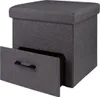 A gray fabric storage ottoman with a drawer pulled out. Produktbild-Vorschau