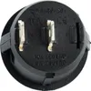 A close-up view of the back of a black electrical connector with silver metal prongs. Produktbild-Vorschau