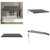 A collage of images showing different angles and views of an anthracite retractable awning. Produktbild-Vorschau