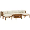 vidaXL 7-tlg. Garten-Lounge-Set mit Creme Kissen Massivholz Produktbild-Vorschau 1