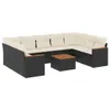 vidaXL 10-tlg. Garten-Sofagarnitur mit Kissen Schwarz Poly Produktbild-Vorschau 1
