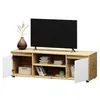 A TV stand with a TV on top, and decorative items. Náhled obrázku produktu