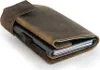 A brown leather wallet with a card holder mechanism is shown against a white background. Produktbild-Vorschau