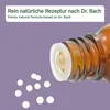 A close-up of a brown glass bottle with a dropper cap, with small white globules scattered around it on a purple background. Produktbild-Vorschau