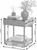 A diagram of a nightstand with dimensions indicated by arrows and text. Voir les images du produit
