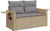 6-tlg. Garten-Sofagarnitur mit Kissen Beige Poly Rattan Produktbild-Vorschau 7