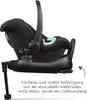 A black baby car seat with a green accent, mounted on its Isofix base, shown from the side. Anteprima dell’immagine prodotto