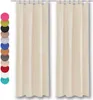 Two beige curtains with loops hanging from a rod, with a strip of color swatches on the left. Anteprima dell’immagine prodotto
