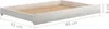 A white wooden drawer with dimensions indicated. Produktbild-Vorschau