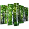 5-teiliges leinwandbild birke waldgrün 100x70 cm Feeby grün Produktbild-Vorschau 1