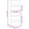 A diagram showing the dimensions of a white bookshelf. Produktbild-Vorschau
