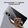 A hand is holding a clear phone case with a phone inside, showcasing its flexibility and fit. Podgląd zdjęcia produktu