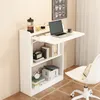 A white folding desk with shelves, a laptop, and office supplies. Podgląd zdjęcia produktu