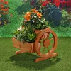 Pflanzkübel mit Wagenräder aus Holz Garten Dekoration Produktbild-Vorschau 3