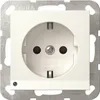 A close-up studio shot of a white electrical outlet with a silver metal mounting frame. Anteprima dell’immagine prodotto