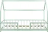 A mint green and white house-shaped bed frame with a slatted base, shown from the front on a white background. Anteprima dell’immagine prodotto