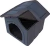 A navy blue and gray foldable dog house with the roof partially open. Náhled obrázku produktu