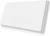 A white flat satellite antenna is shown from a diagonal angle against a white background. Produktbild-Vorschau