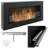 A wall-mounted ethanol fireplace with flames, shown with accessories and a close-up of the burner. Anteprima dell’immagine prodotto