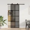 vidaXL Schiebetür mit Beschlag Schwarz 76x205 cm Hartglas Produktbild-Vorschau 2