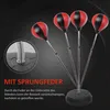 A boxing punching ball set with a spring base, shown with multiple balls and a close-up of the spring mechanism. Produktbild-Vorschau