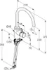 A technical drawing of a faucet with dimensions and specifications. Produktbild-Vorschau