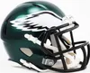 A close-up side view of a green football helmet with a white eagle logo and a black face mask. Produktbild-Vorschau