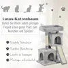 A cat tree with text describing its features and benefits. Produktbild-Vorschau